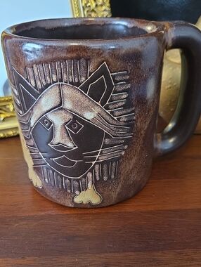 Vintage Mara Design From Mexico Large Mug With Lion 16 Ounces